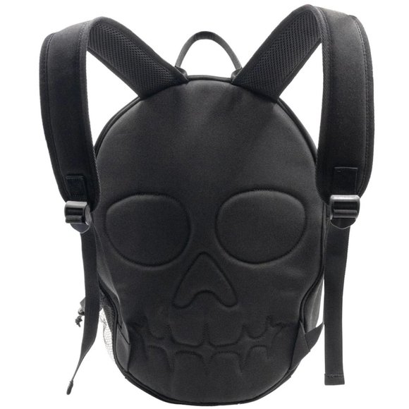 Black Big White Skull Backpack Padded Straps 18\